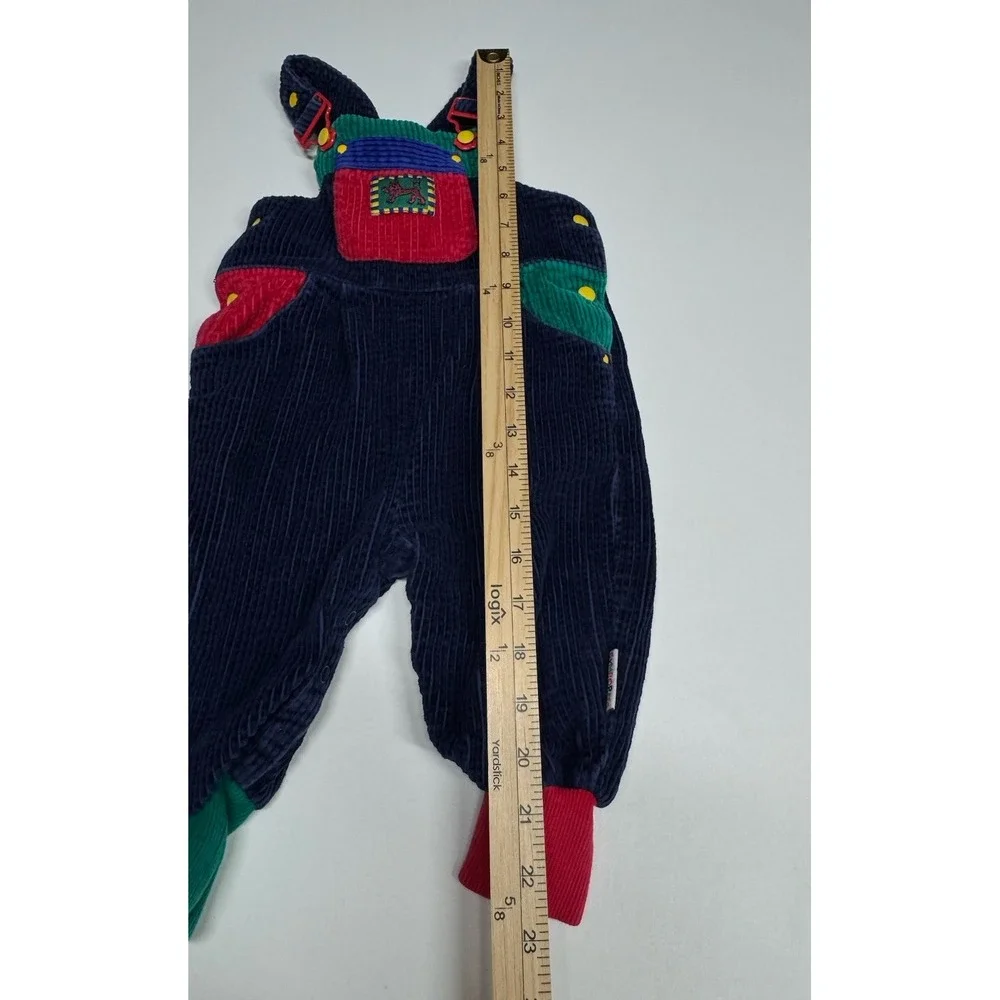 Vtg 90s Gymboree Rainbow Label Blue Lion Overalls Size Small Colorblock XS